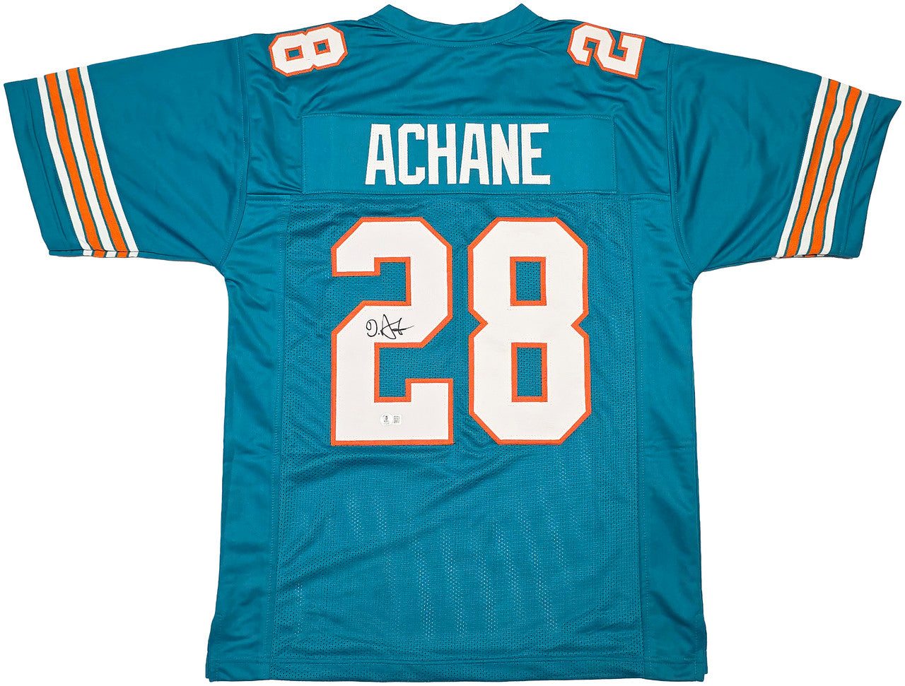 Miami Dolphins De'Von Achane Autographed Teal Jersey Beckett BAS Witness Stock #261450