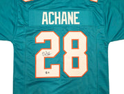Miami Dolphins De'Von Achane Autographed Teal Jersey Beckett BAS Witness Stock #261450