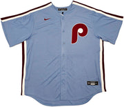 Philadelphia Phillies Mike Schmidt Autographed Light Blue Throwback Nike Jersey Size XL Beckett BAS QR Stock #261404