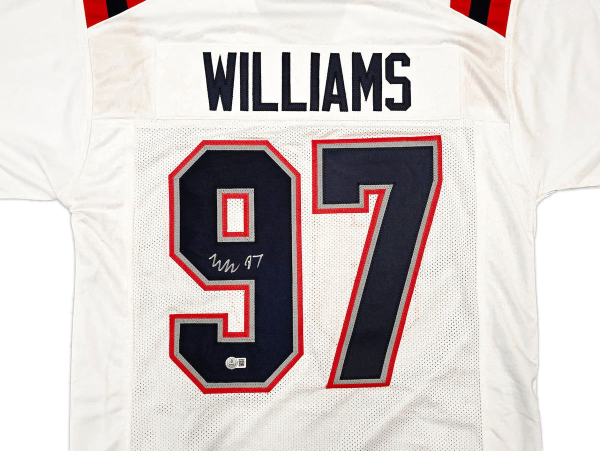 New England Patriots Milton Williams Autographed White Jersey Beckett BAS Witness Stock #261850