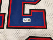 Buffalo Bills Jim Kelly, Thurman Thomas & Andre Reed Autographed White Jersey Beckett BAS Witness Stock #261517
