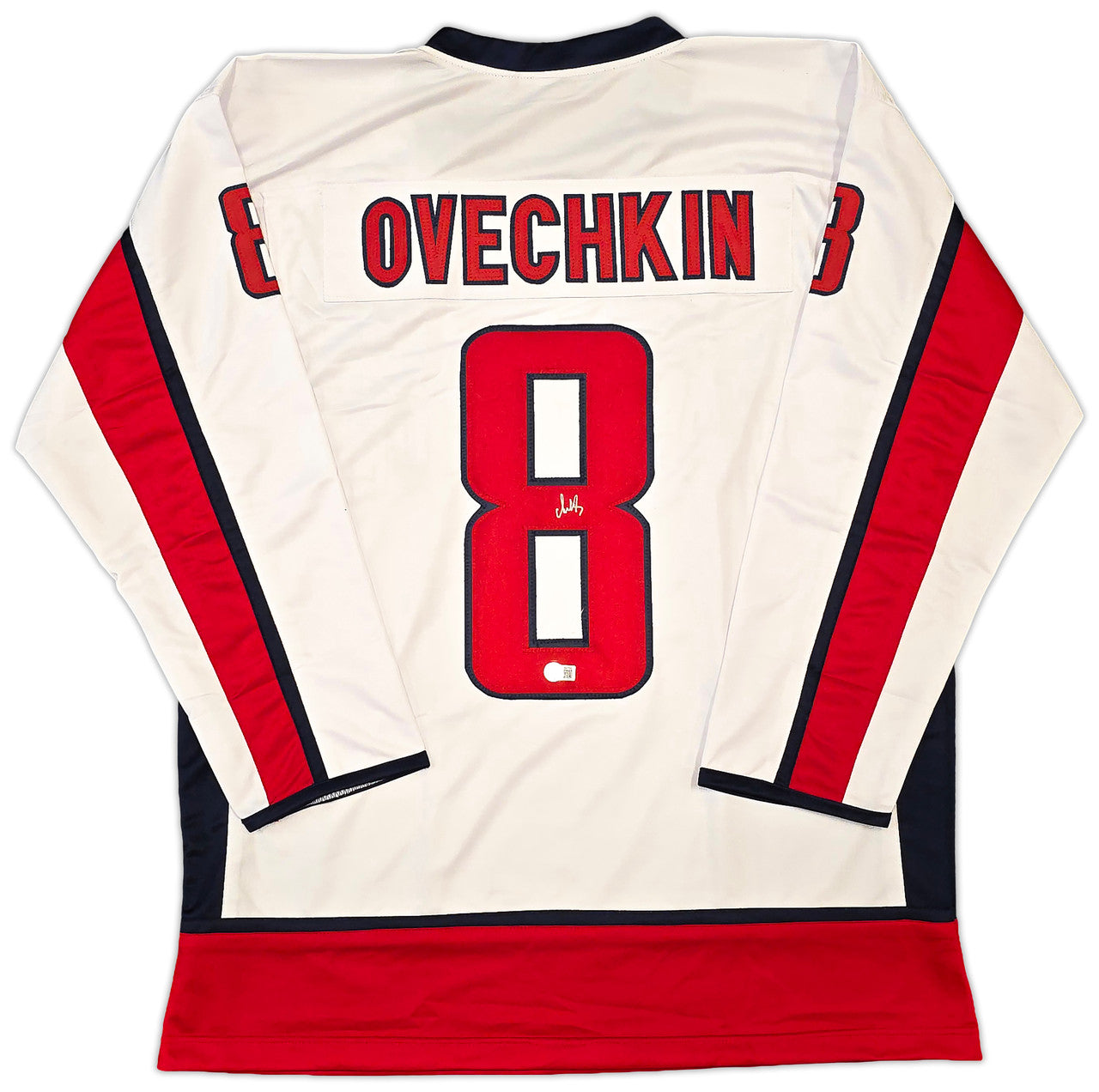 Washington Capitals Alex Ovechkin Autographed White Jersey Beckett BAS QR Stock #261918