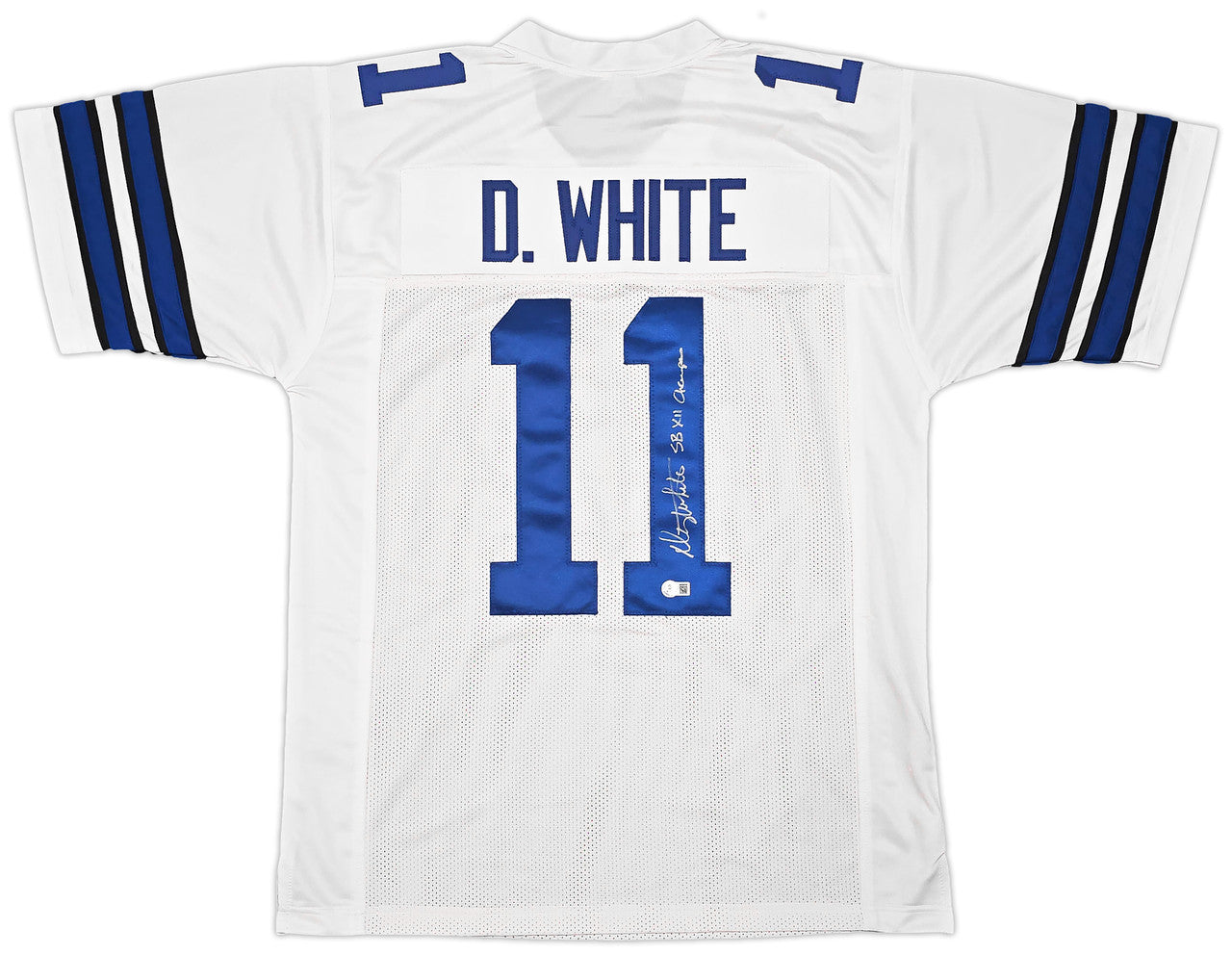 Dallas Cowboys Danny White Autographed White Jersey "SB XII Champs" Beckett BAS Witness Stock #261515