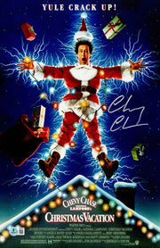 Chevy Chase Autographed 11x17 Movie Poster Christmas Vacation Clark Griswold (In Silver) Beckett BAS QR Stock #261946