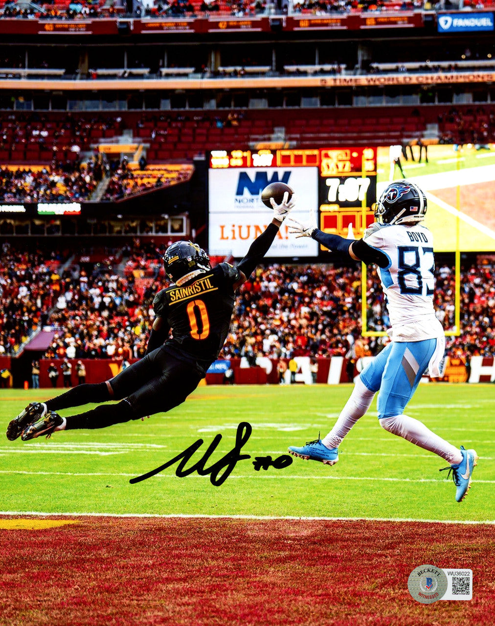 Mike Sainristil Autographed 8x10 Photo Washington Commanders Beckett BAS Witness Stock #261968
