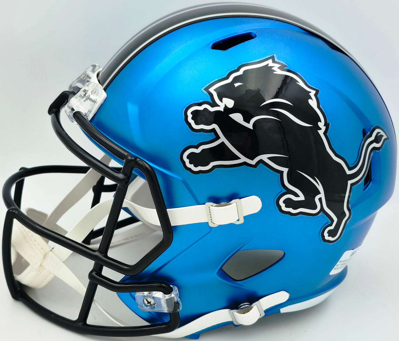 Barry Sanders Autographed Detroit Lions 2024 Alternate Blue Full Size Speed Replica Helmet Beckett BAS QR Stock #260177