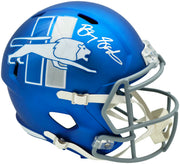 Barry Sanders Autographed Detroit Lions 2023 Alternate Blue Full Size Speed Replica Helmet Beckett BAS QR Stock #260178