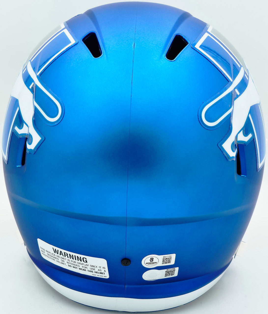 Barry Sanders Autographed Detroit Lions 2023 Alternate Blue Full Size Speed Replica Helmet Beckett BAS QR Stock #260178
