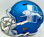 Barry Sanders Autographed Detroit Lions 2023 Alternate Blue Full Size Speed Replica Helmet Beckett BAS QR Stock #260178