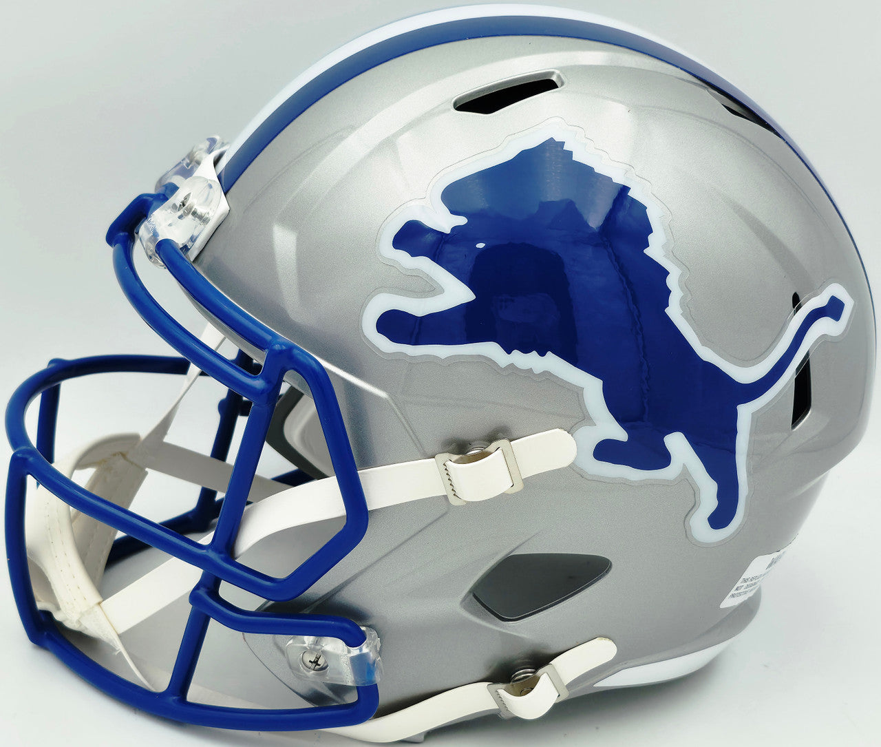 Barry Sanders Autographed Detroit Lions 1983-02 Silver Throwback Full Size Speed Replica Helmet Beckett BAS QR Stock #260180