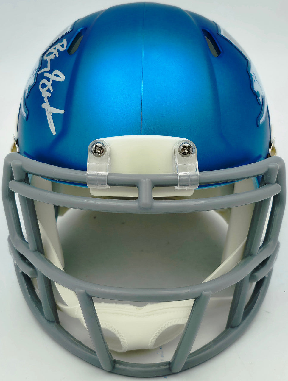 Barry Sanders Autographed Detroit Lions 2023 Alternate Blue Speed Mini Helmet Beckett BAS QR Stock #260181