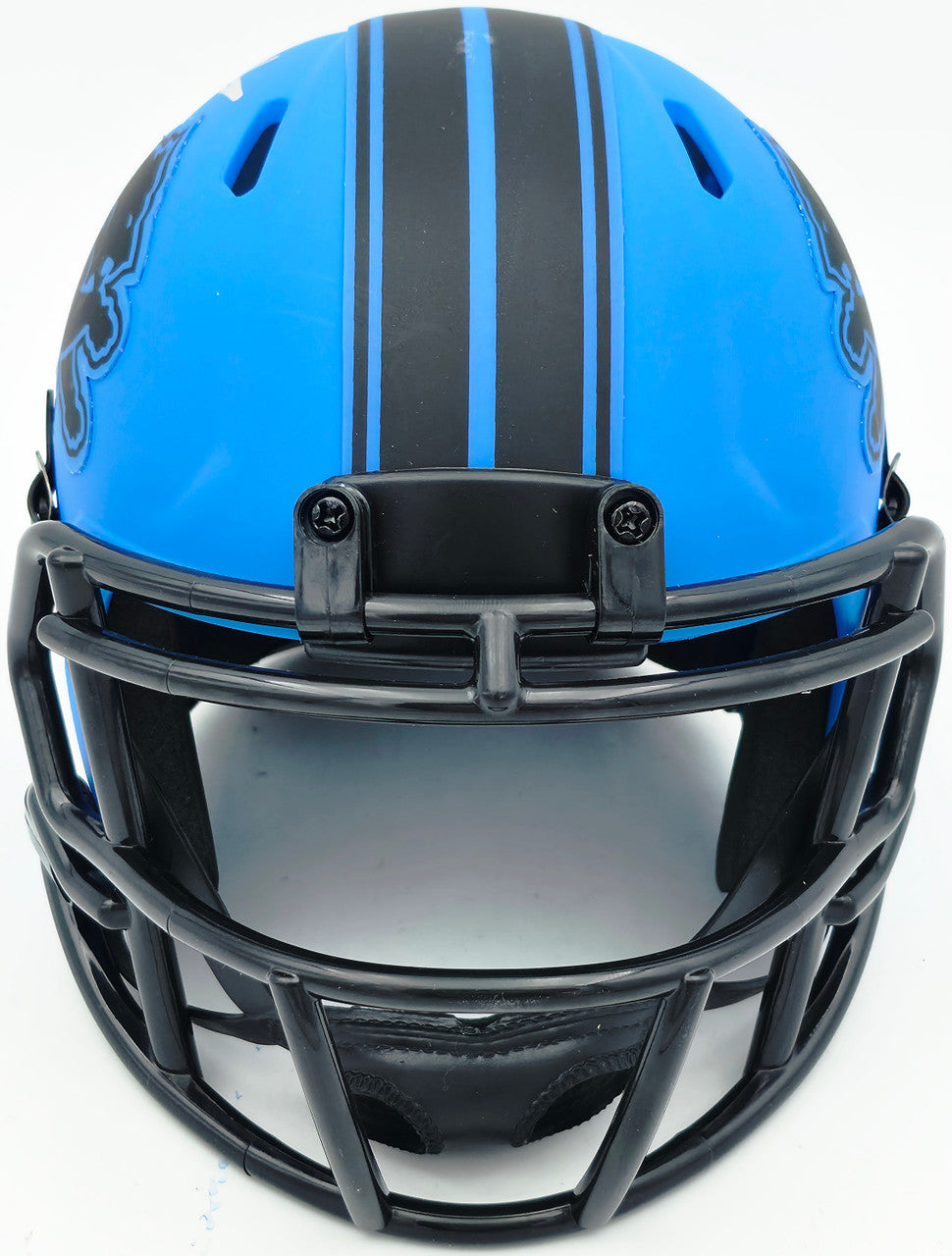 Barry Sanders Autographed Detroit Lions Rave Blue Speed Mini Helmet Beckett BAS QR Stock #260183