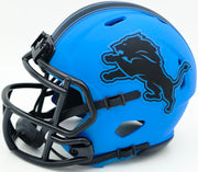 Barry Sanders Autographed Detroit Lions Rave Blue Speed Mini Helmet Beckett BAS QR Stock #260183