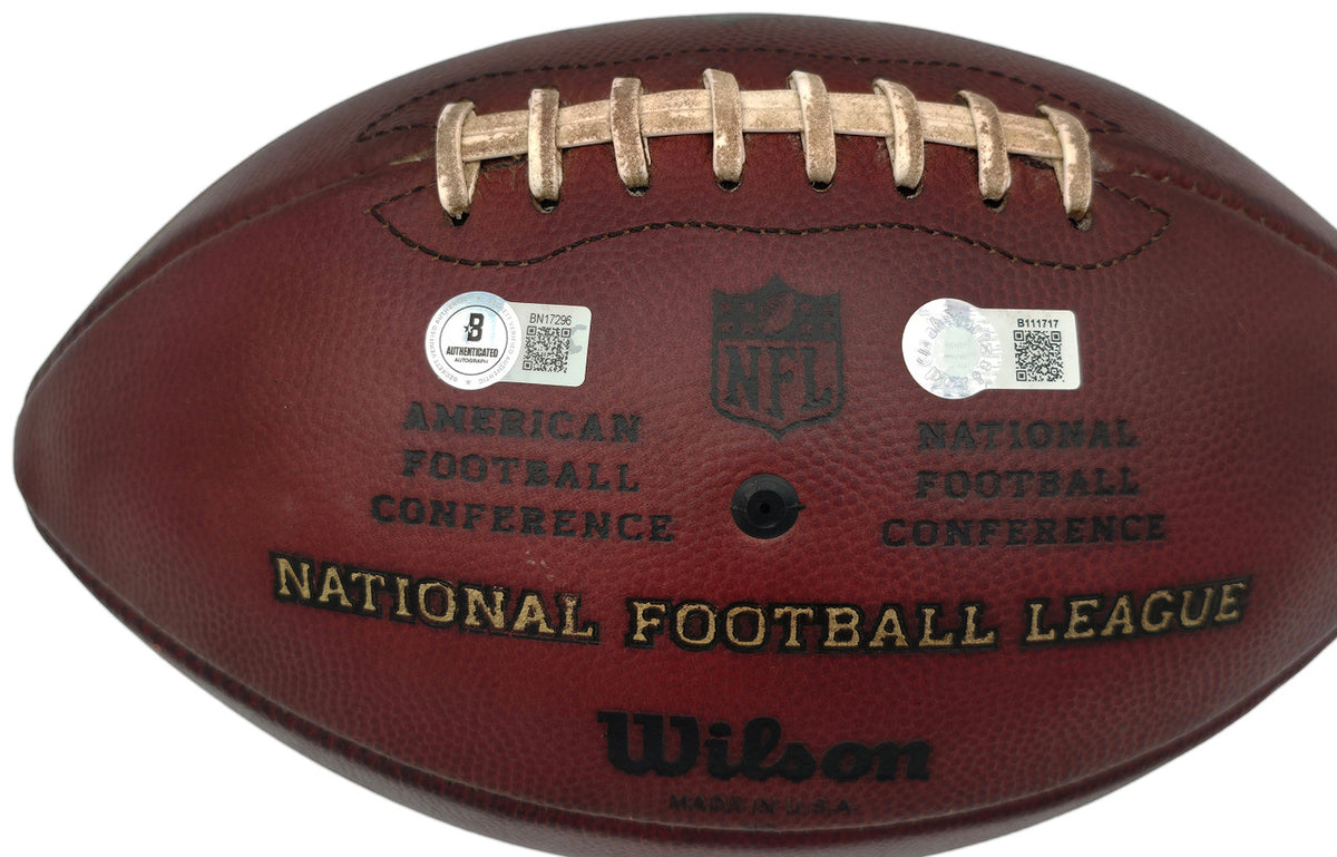 Barry Sanders Autographed Official NFL Leather Game Prepped Football Detroit Lions Beckett BAS QR Stock #260174