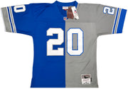 Detroit Lions Barry Sanders Autographed Blue & Grey Split Authentic Mitchell & Ness 1996 NFL Legacy Throwback Jersey Size 44 Beckett BAS QR Stock #260151