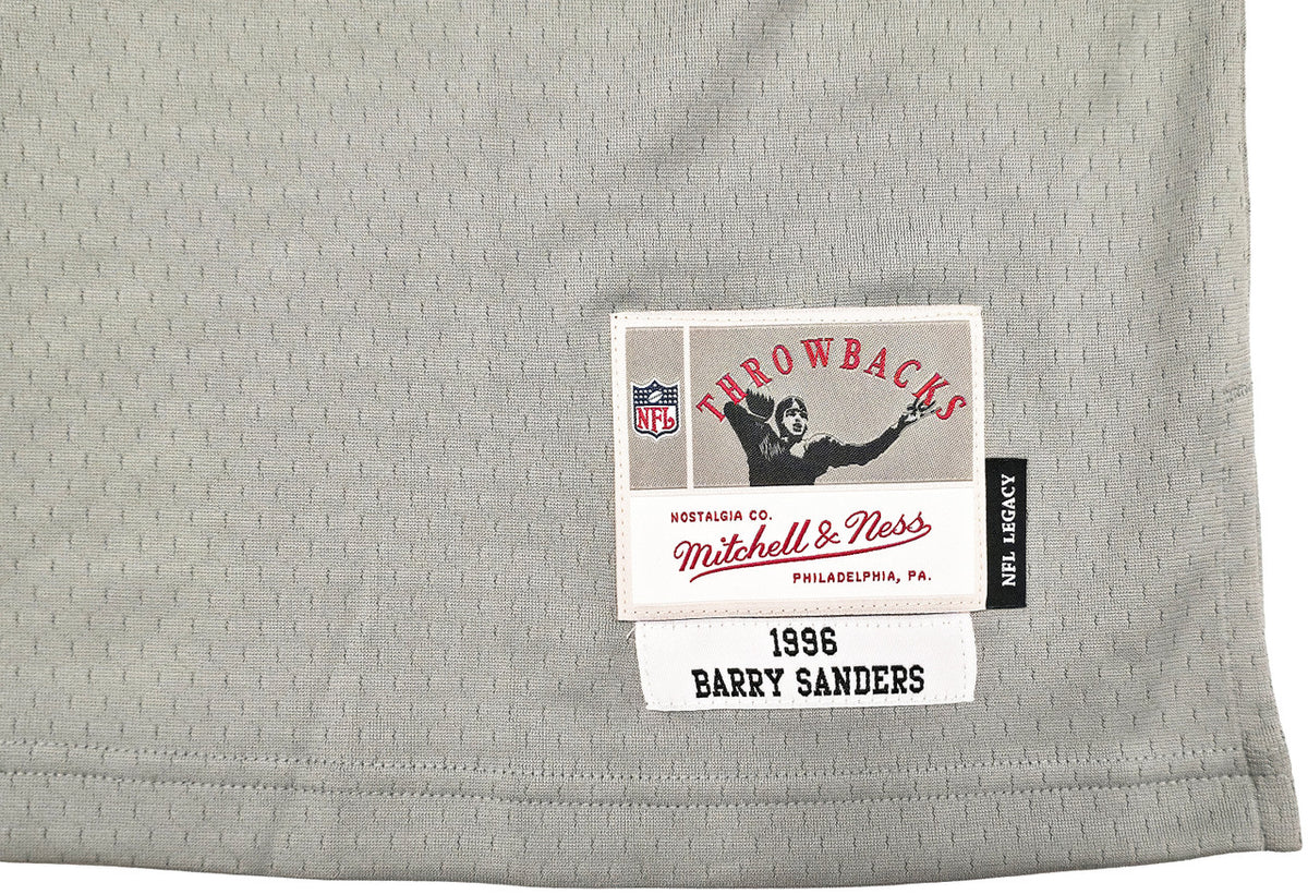 Detroit Lions Barry Sanders Autographed Blue & Grey Split Authentic Mitchell & Ness 1996 NFL Legacy Throwback Jersey Size 44 Beckett BAS QR Stock #260151