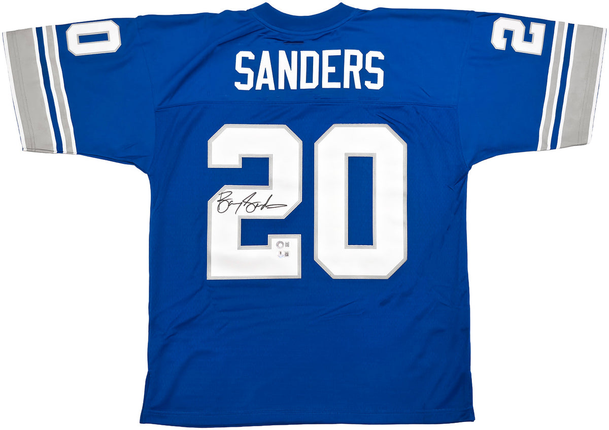 Detroit Lions Barry Sanders Autographed Blue Authentic Mitchell & Ness 1996 NFL Legacy Throwback Jersey Size 48 Beckett BAS QR Stock #260156