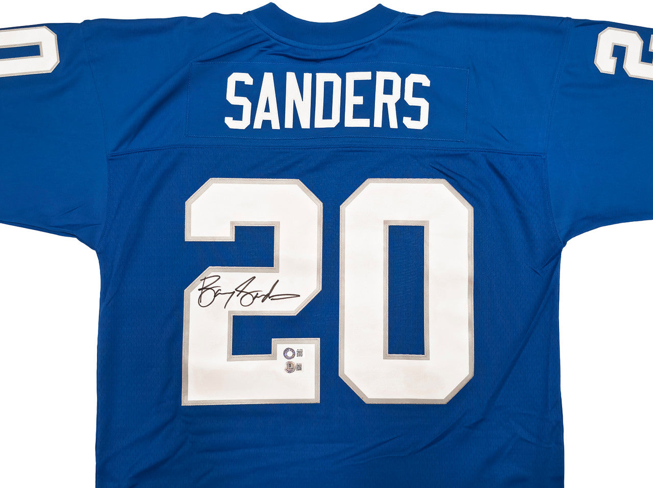 Detroit Lions Barry Sanders Autographed Blue Authentic Mitchell & Ness 1996 NFL Legacy Throwback Jersey Size 52 Beckett BAS QR Stock #260155