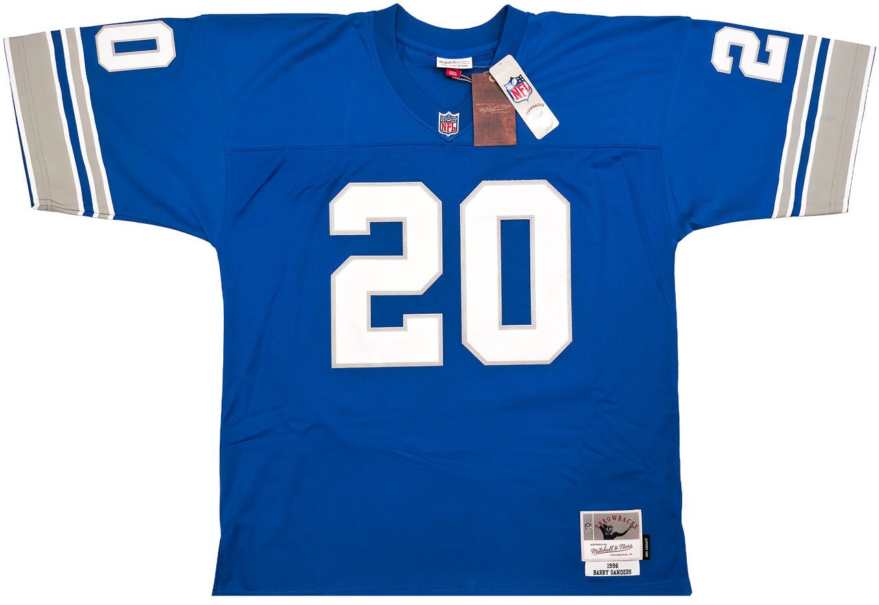 Detroit Lions Barry Sanders Autographed Blue Authentic Mitchell & Ness 1996 NFL Legacy Throwback Jersey Size 52 Beckett BAS QR Stock #260155