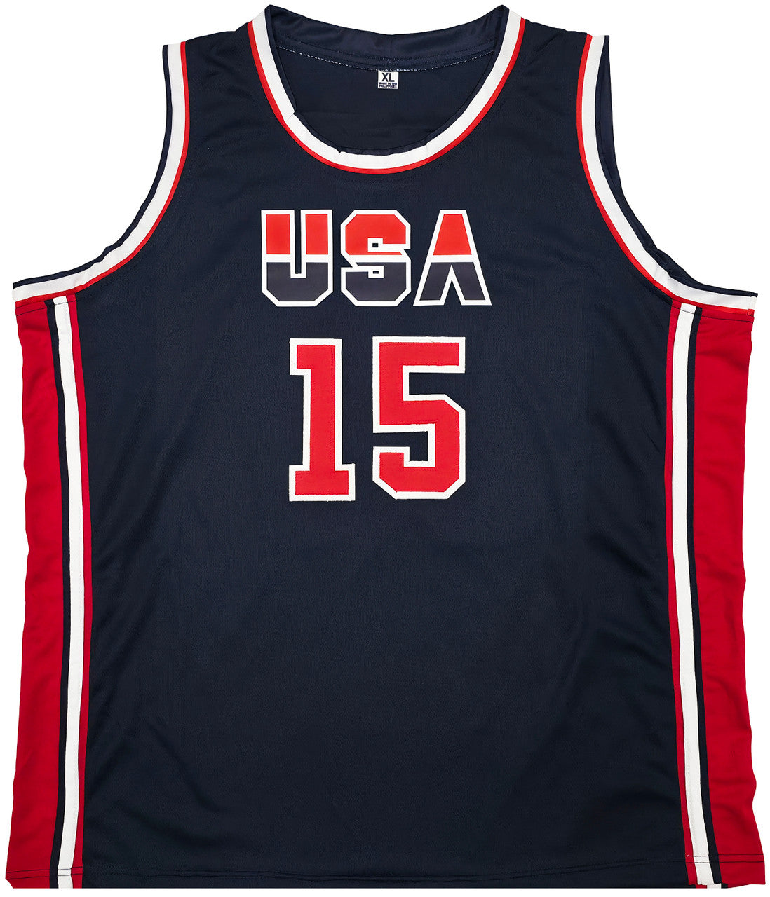 Team USA Magic Johnson Autographed Blue Jersey Beckett BAS QR Stock #259994