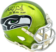 Malcolm Smith Autographed Seattle Seahawks Flash Green Speed Mini Helmet "SB LXVIII MVP" Beckett BAS Witness Stock #262122