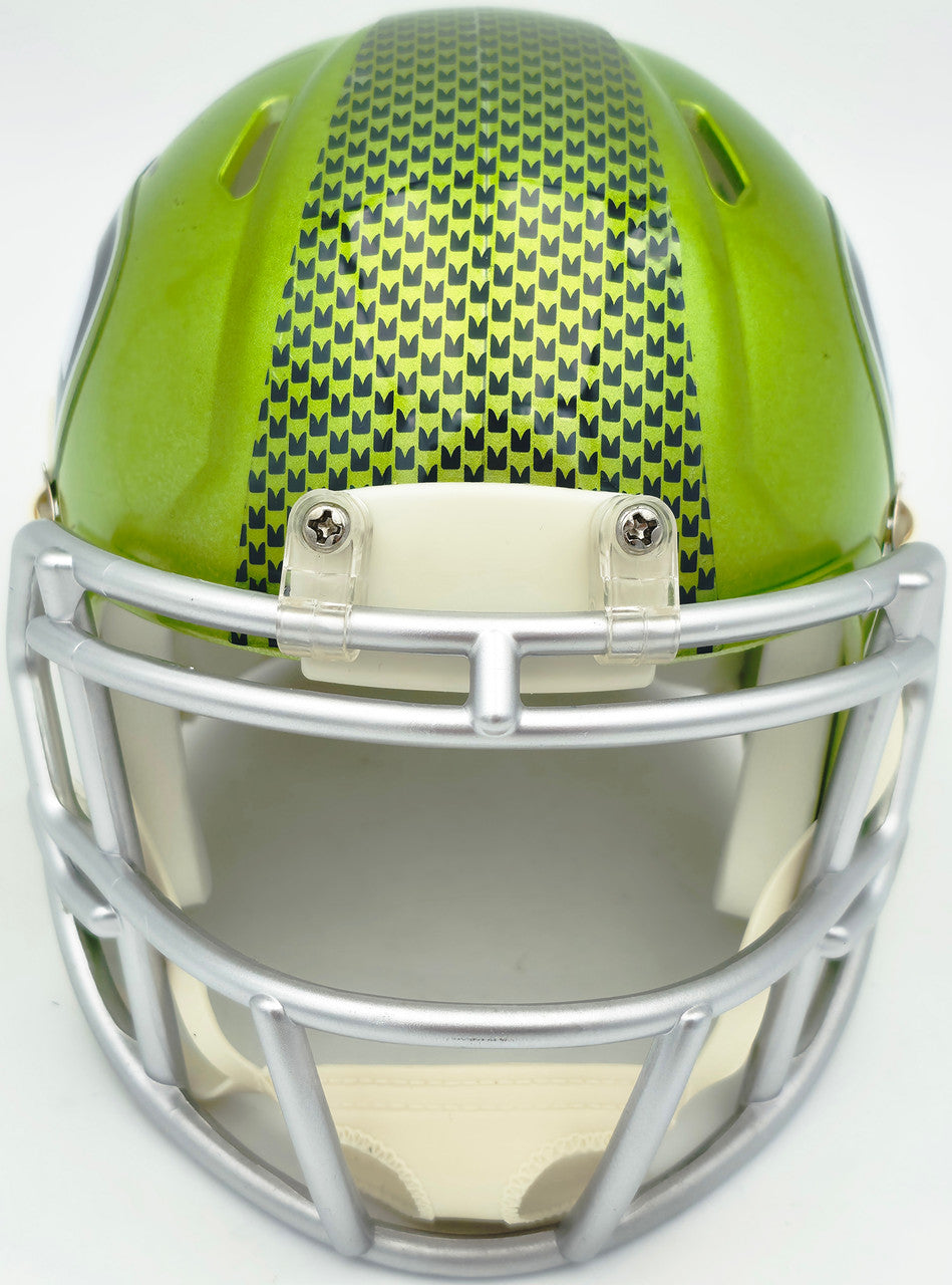 Malcolm Smith Autographed Seattle Seahawks Flash Green Speed Mini Helmet "SB LXVIII MVP" Beckett BAS Witness Stock #262122