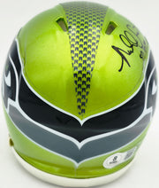 Malcolm Smith Autographed Seattle Seahawks Flash Green Speed Mini Helmet "SB LXVIII MVP" Beckett BAS Witness Stock #262122