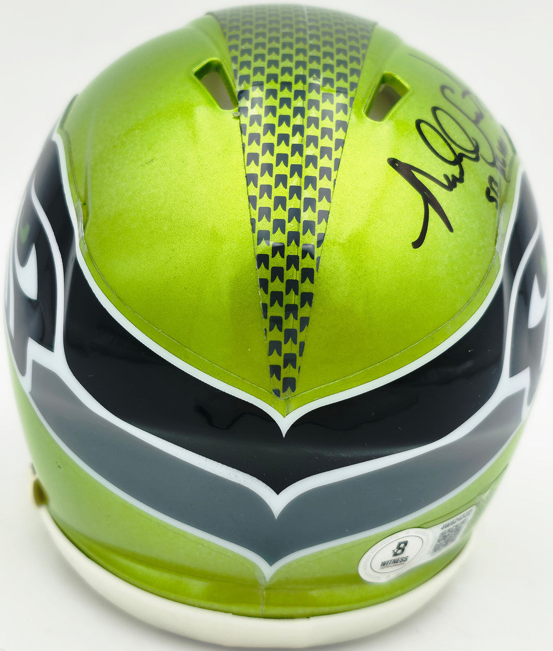Malcolm Smith Autographed Seattle Seahawks Flash Green Speed Mini Helmet "SB LXVIII MVP" Beckett BAS Witness Stock #262122