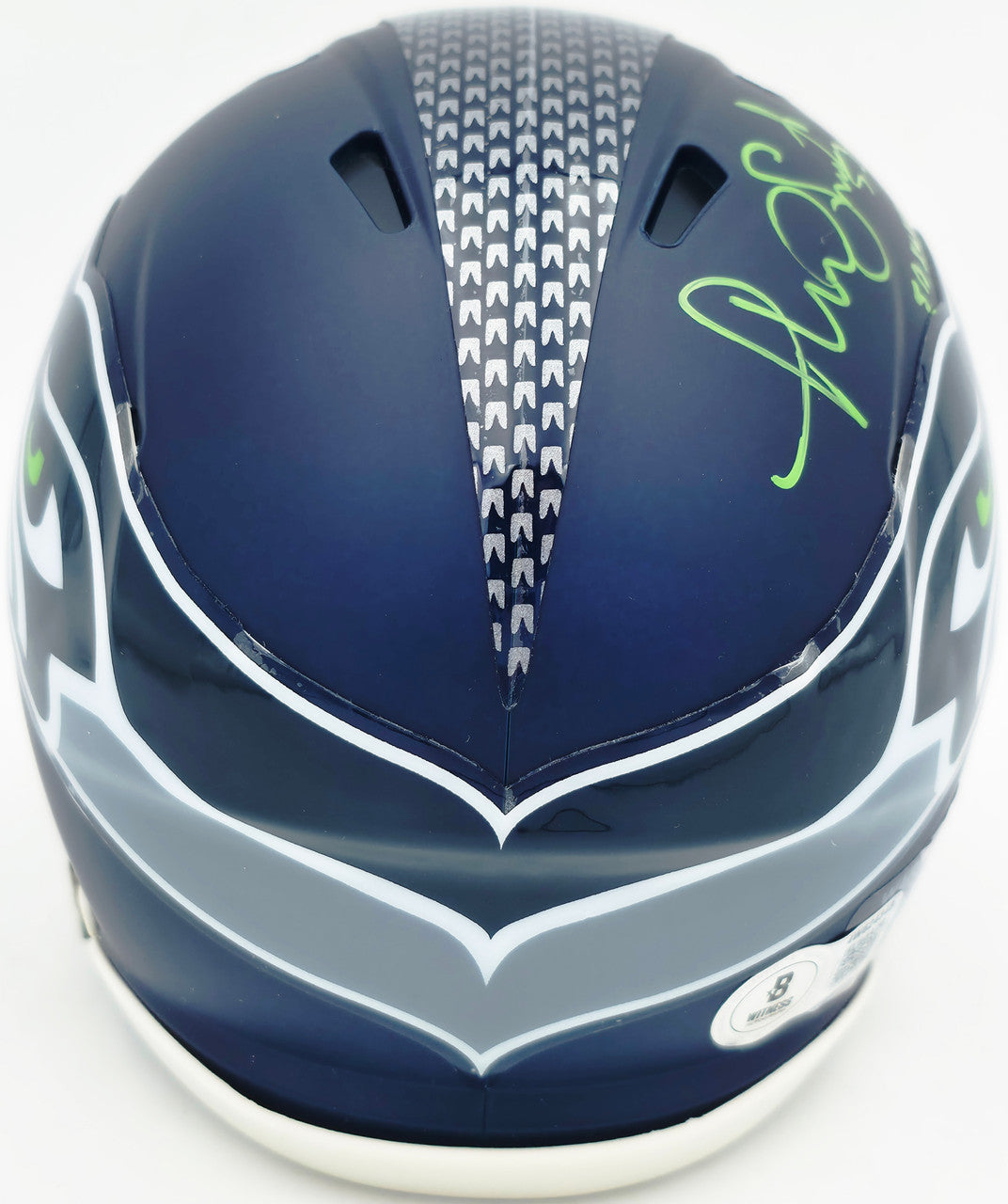 Malcolm Smith Autographed Seattle Seahawks Blue Speed Mini Helmet "SB LXVIII MVP" Beckett BAS Witness Stock #262123