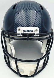 Malcolm Smith Autographed Seattle Seahawks Blue Full Size Speed Replica Helmet "SB LXVIII MVP" Beckett BAS Witness Stock #262124