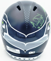 Kenneth Walker III & Malcolm Smith Autographed Seattle Seahawks Blue Full Size Speed Replica Helmet "SB LX MVP, SB LXVIII MVP" Beckett BAS Witness Stock #262125