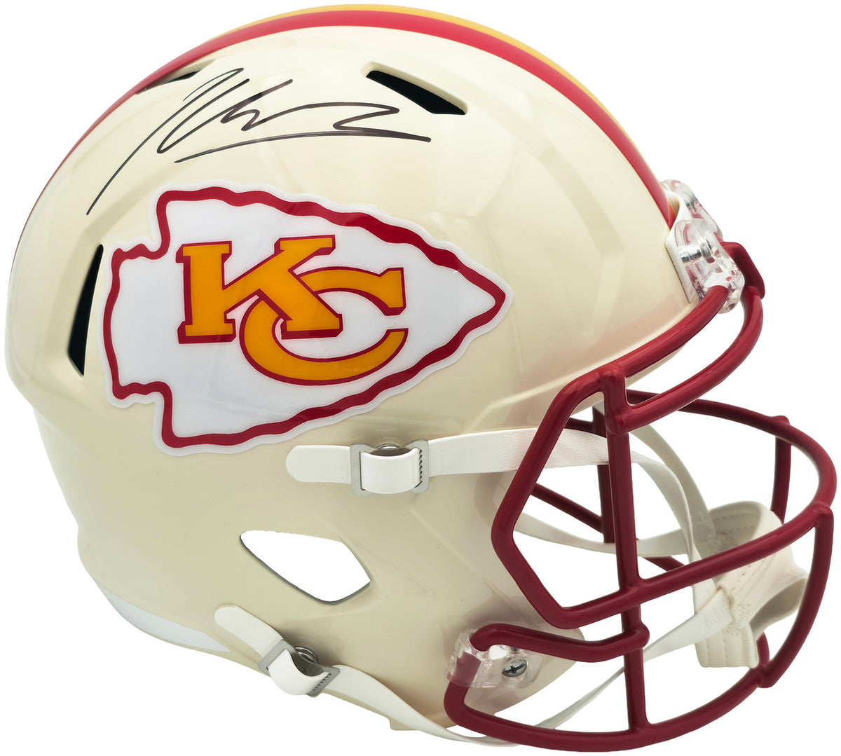 Kenneth Walker III Autographed Kansas City Chiefs Cream Full Size Retro Speed Replica Helmet Beckett BAS Witness Stock #262126