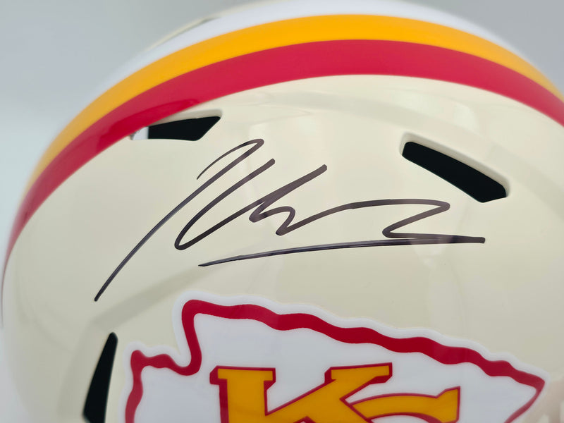 Kenneth Walker III Autographed Kansas City Chiefs Cream Full Size Retro Speed Replica Helmet Beckett BAS Witness Stock #262126