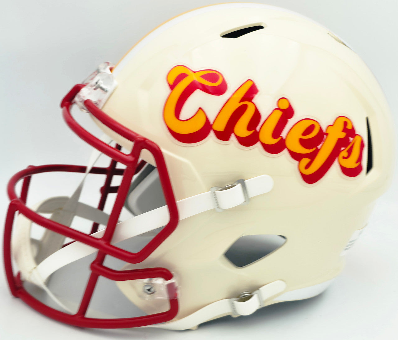 Kenneth Walker III Autographed Kansas City Chiefs Cream Full Size Retro Speed Replica Helmet Beckett BAS Witness Stock #262126
