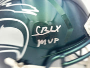 Kenneth Walker III Autographed Seattle Seahawks Metallic Green Full Size Rivalry Speed Replica Helmet "SB LX MVP" Beckett BAS Witness Stock #262128