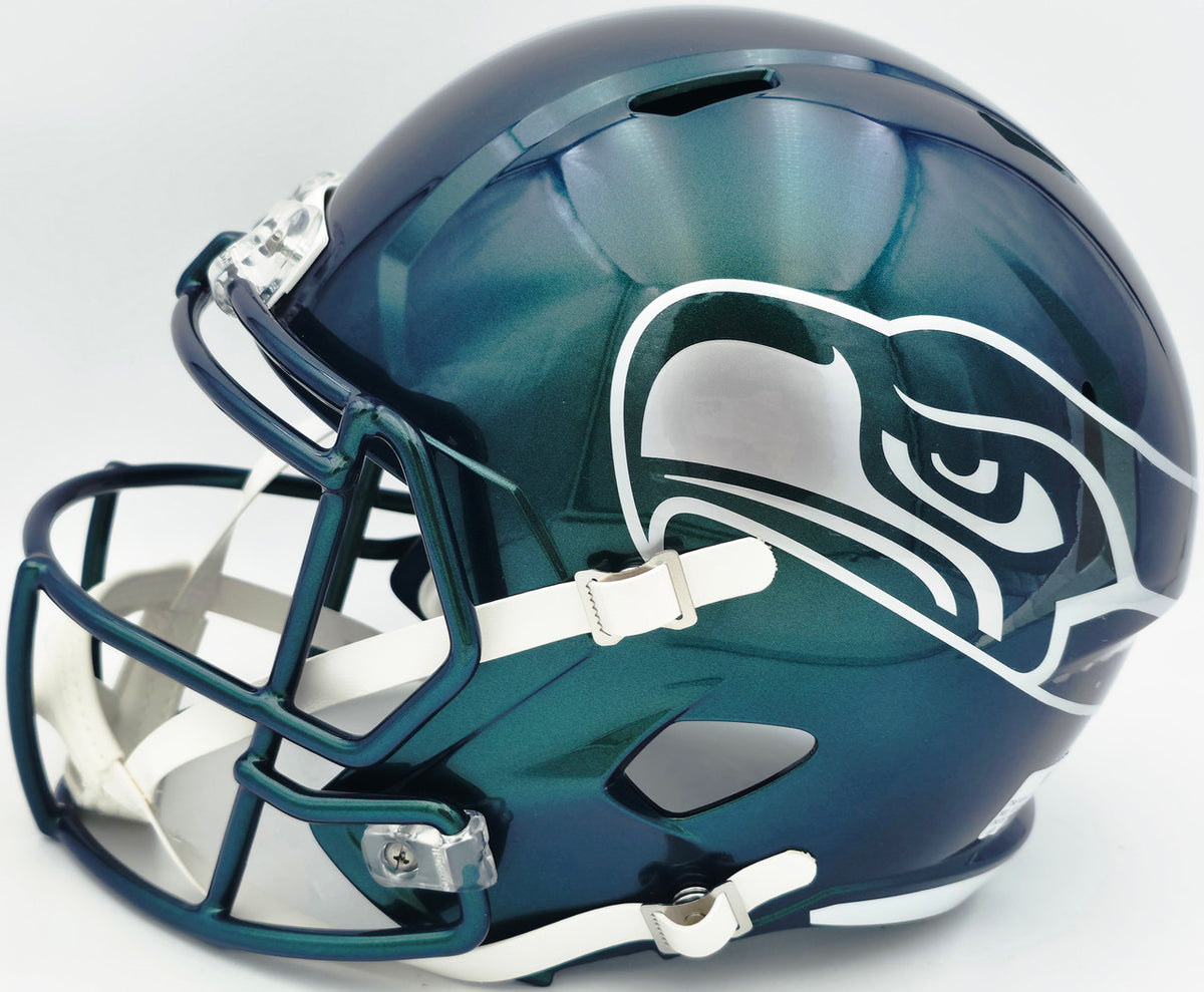 Kenneth Walker III Autographed Seattle Seahawks Metallic Green Full Size Rivalry Speed Replica Helmet "SB LX MVP" Beckett BAS Witness Stock #262128