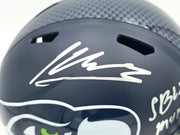 Kenneth Walker III Autographed Seattle Seahawks Blue Full Size SB LX Champions Logo Speed Replica Helmet "SB LX MVP" Beckett BAS Witness Stock #262129