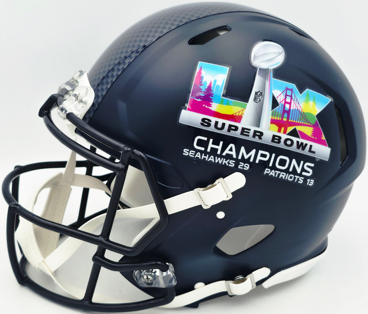 Kenneth Walker III Autographed Seattle Seahawks Blue Full Size SB LX Champions Logo Speed Authentic Helmet "SB LX MVP" Beckett BAS Witness Stock #262130