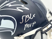 Kenneth Walker III Autographed Seattle Seahawks Blue Full Size SB LX Champions Logo Speed Authentic Helmet "SB LX MVP" Beckett BAS Witness Stock #262130