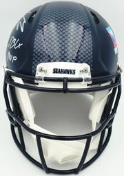 Kenneth Walker III Autographed Seattle Seahawks Blue Full Size SB LX Champions Logo Speed Authentic Helmet "SB LX MVP" Beckett BAS Witness Stock #262130