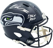 Kenneth Walker III Autographed Seattle Seahawks Blue Full Size Speed Replica Helmet "SB LX MVP" Beckett BAS Witness Stock #262131