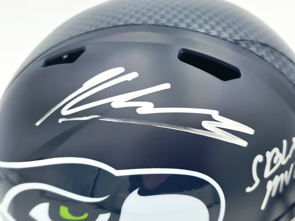Kenneth Walker III Autographed Seattle Seahawks Blue Full Size Speed Replica Helmet "SB LX MVP" Beckett BAS Witness Stock #262131