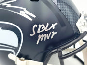 Kenneth Walker III Autographed Seattle Seahawks Blue Full Size Speed Replica Helmet "SB LX MVP" Beckett BAS Witness Stock #262131