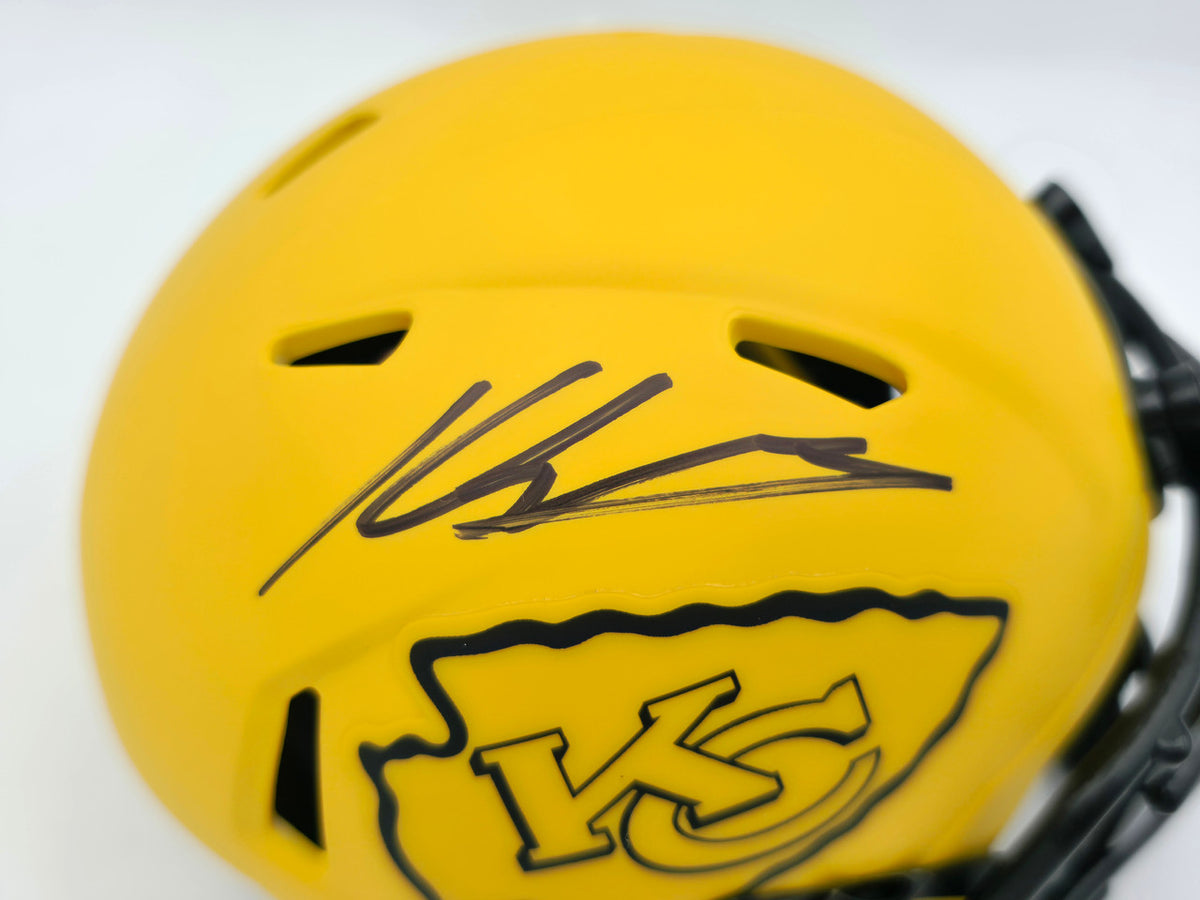 Kenneth Walker III Autographed Kansas City Chiefs Rave Yellow Rave Speed Mini Helmet Beckett BAS Witness Stock #262138