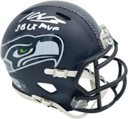 Kenneth Walker III Autographed Seattle Seahawks Blue Super Bowl LX Champions Logo Speed Mini Helmet "SB LX MVP" Beckett BAS Witness Stock #262140