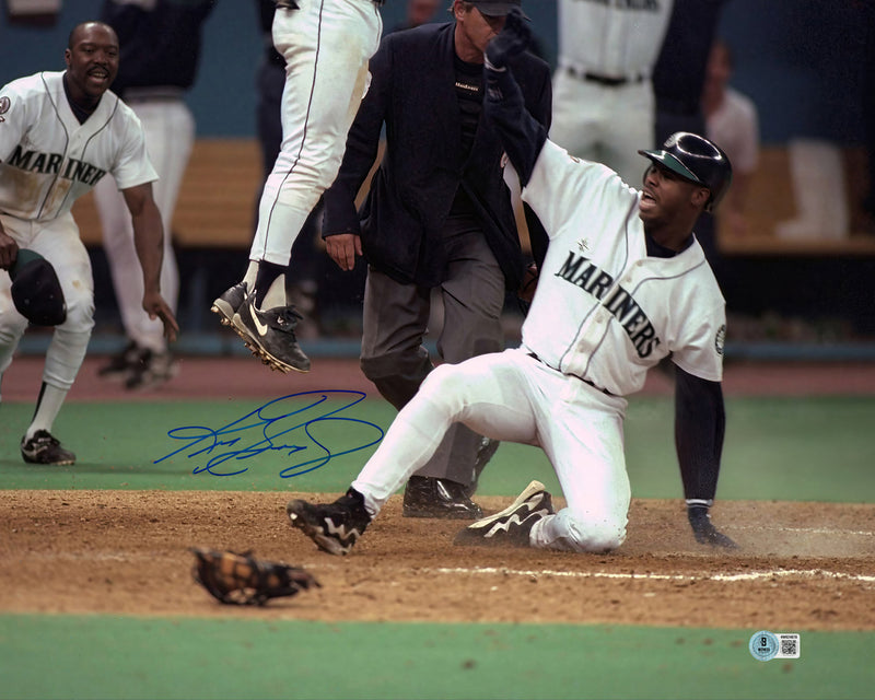 Ken Griffey Jr. Autographed 16x20 Photo Seattle Mariners "The Slide" Beckett BAS Witness Stock #262146