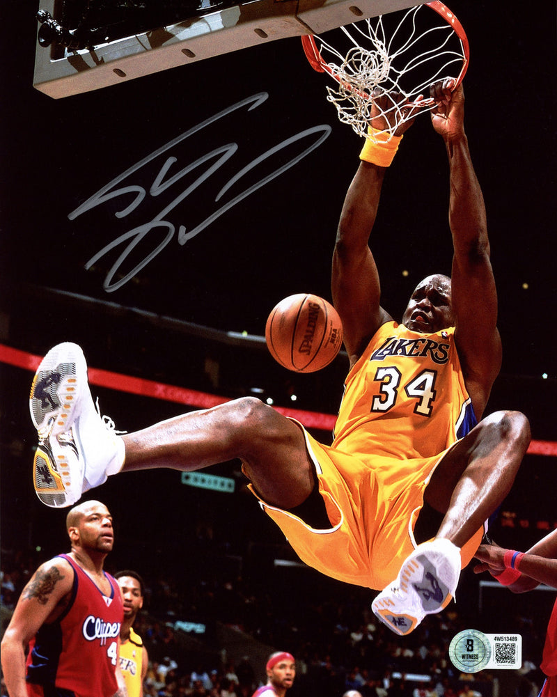 Shaquille Shaq O'Neal Autographed 8x10 Photo Los Angeles Lakers Beckett BAS Witness Stock #262080