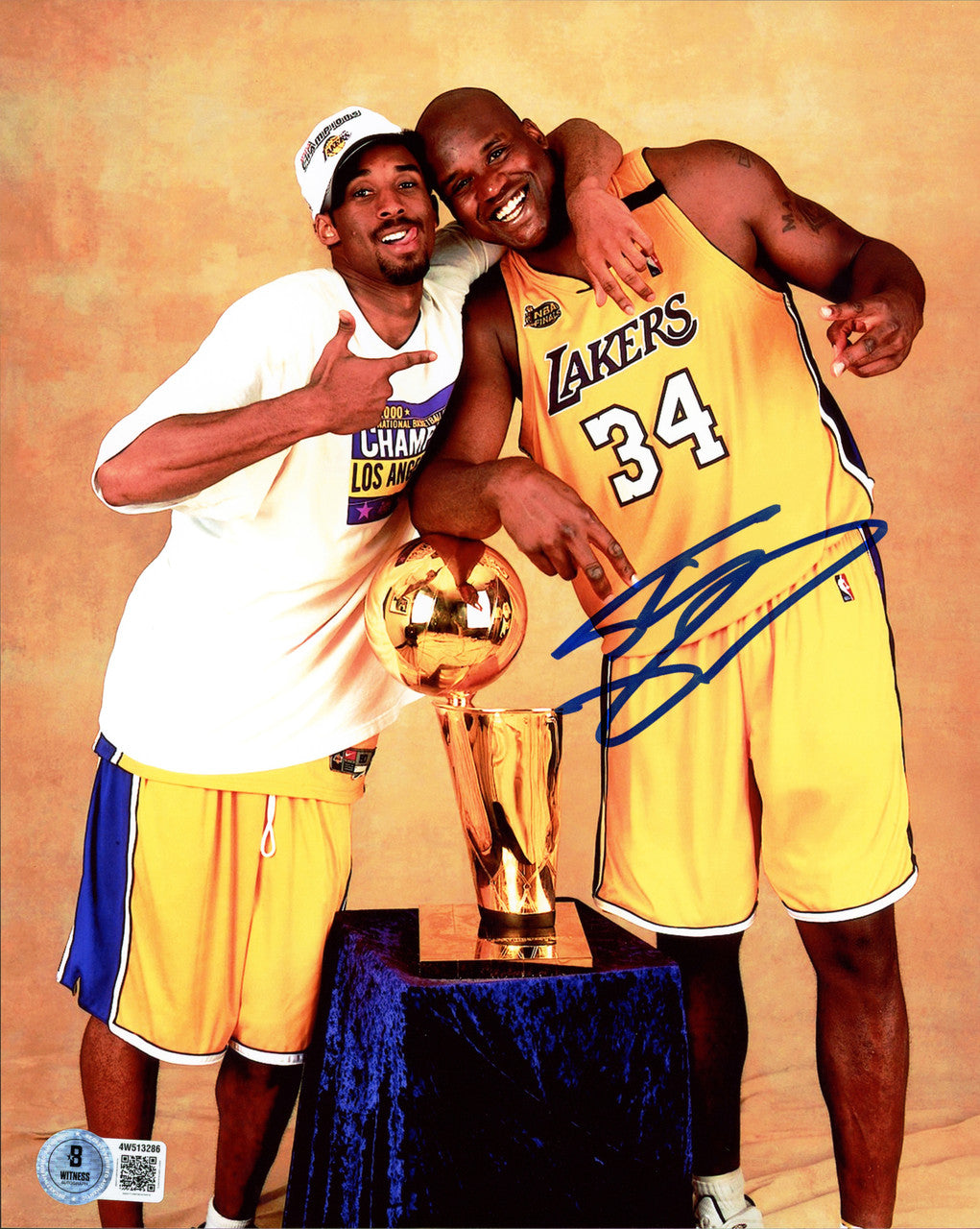 Shaquille Shaq O'Neal Autographed 8x10 Photo Los Angeles Lakers With Kobe Bryant Beckett BAS Witness Stock #262082