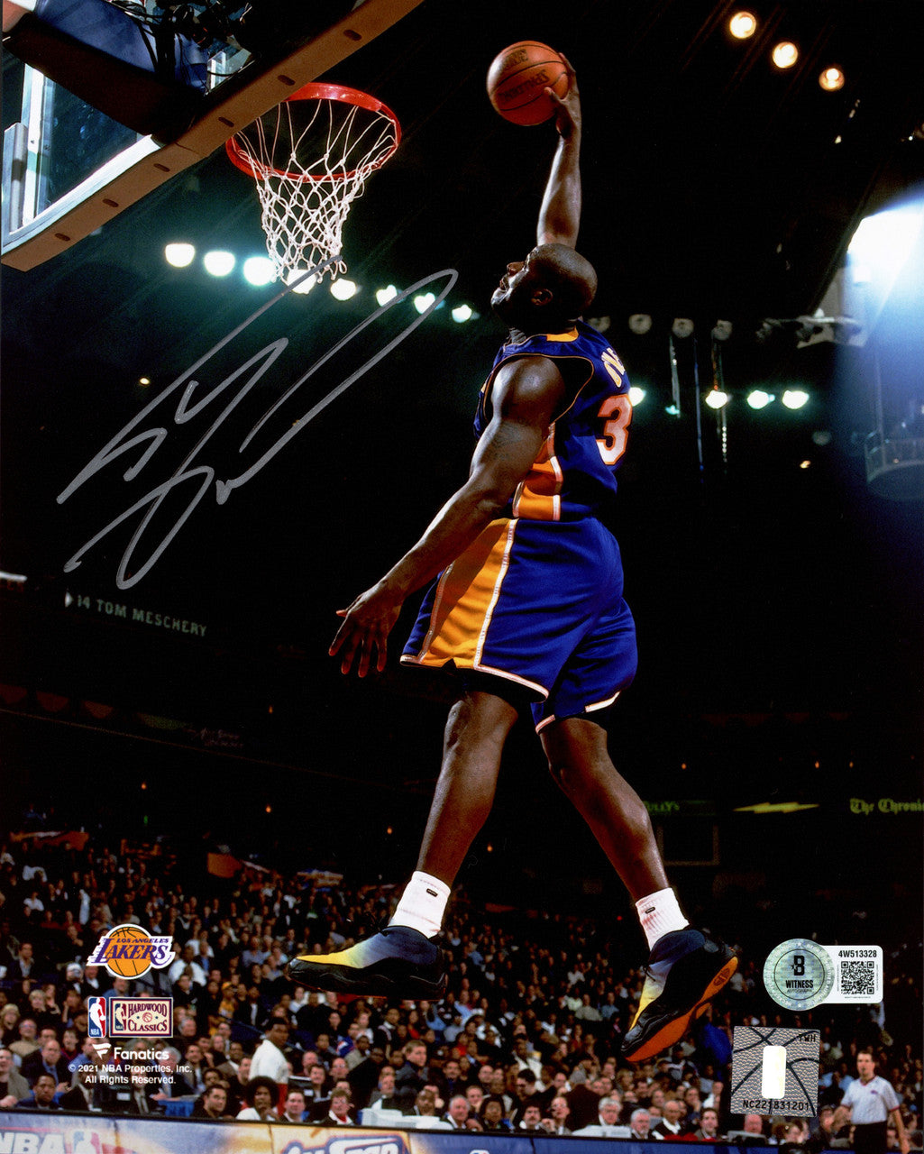 Shaquille Shaq O'Neal Autographed 8x10 Photo Los Angeles Lakers Beckett BAS Witness Stock #262083