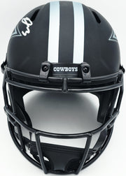 George Pickens Autographed Dallas Cowboys Eclipse Black Full Size Speed Replica Helmet JSA Witness Stock #262390